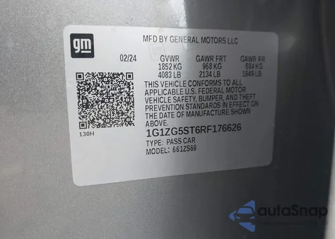 2024 Chevrolet Malibu Fwd Rs from USA, damaged, VIN 1G1ZG5ST6RF176626